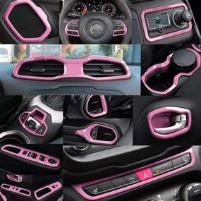 img 3 attached to PINK Car Interior Accessories for Jeep Renegade 2015-2020: Vent Decoration, Door Speaker Covers, Cup Holder, Headlight Switch, Window Lift Button Trim