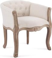 vonluce french vintage accent chair: elegant bergere upholstered armchair for living room, bedroom, and dining area - modern louis xv chair with curved rubberwood legs, padded seat - beige logo