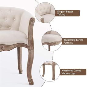 img 1 attached to VONLUCE French Vintage Accent Chair: Elegant Bergere Upholstered Armchair for Living Room, Bedroom, and Dining Area - Modern Louis XV Chair with Curved Rubberwood Legs, Padded Seat - Beige