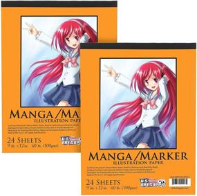 img 4 attached to 📚 Блок бумаги для маркеров Манга U.S. Art Supply Premium - 9x12, 60 фунтов (100 г/м²), 24 листа на блок - Упаковка из 2 блоков