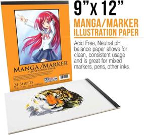 img 3 attached to 📚 Блок бумаги для маркеров Манга U.S. Art Supply Premium - 9x12, 60 фунтов (100 г/м²), 24 листа на блок - Упаковка из 2 блоков