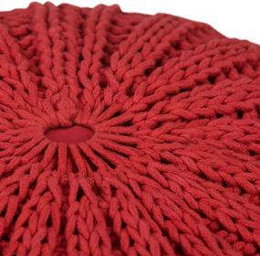 img 2 attached to 🔴 SimpliHome Shelby Hand Knit Round Pouf in Candy Red Cotton Upholstery - Ideal for Living Room, Bedroom, and Kids Room Décor - Transitional, Modern Design