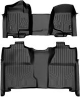 🔴 smartliner custom fit floor mats 2 row liner set black for silverado/sierra 1500/2500/3500 hd crew cab 2007-2014 logo