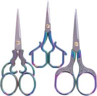 3 pack of small scissors for sewing, colorful embroidery & diy crafts - stainless steel, sharp pointed tips, ideal for thread cutting, needlework, yarn & sewing logo