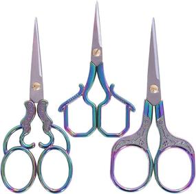 img 4 attached to 3 Pack of Small Scissors for Sewing, Colorful Embroidery & DIY Crafts - Stainless Steel, Sharp Pointed Tips, Ideal for Thread Cutting, Needlework, Yarn & Sewing