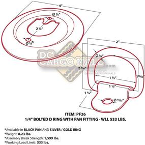 img 3 attached to 📦 DC Cargo Mall Flush Mount D-Rings с плоскими крючками - надежное крепление груза на прицепе с 4 крючками для фиксации; Максимальная грузоподъемность 533 фунта.