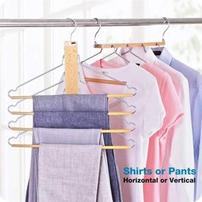 img 2 attached to 👖 Wooden Non-Slip Pants Hangers for Closet Space Saving - BESTOOL Heavy Duty Coat and Baby Hangers