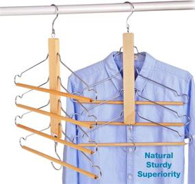 img 3 attached to 👖 Wooden Non-Slip Pants Hangers for Closet Space Saving - BESTOOL Heavy Duty Coat and Baby Hangers