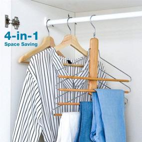 img 1 attached to 👖 Wooden Non-Slip Pants Hangers for Closet Space Saving - BESTOOL Heavy Duty Coat and Baby Hangers