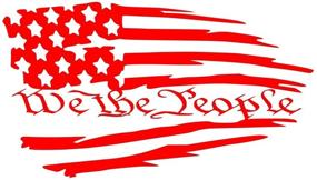 img 1 attached to UR Impressions Red Tattered American Flag - We The People Decal Vinyl Sticker Graphics for Car, Truck, SUV, Van, Wall, Window, Laptop - RED, 7.5 X 4.2 Inch, URI613