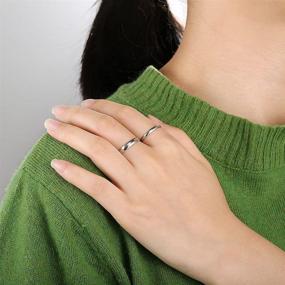 img 2 attached to 💍 Комплект классических гладких колец-обещаний: серебряные обручальные кольца с покрытием, удобные тонкие кольца для женщин и мужчин