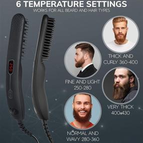 img 2 attached to 🧔 Ultimate Beard Straightener Comb for Men: Upgraded Professional Brush - LCD Display, 6 Heat Settings - Travel Case, Wood Comb, Scissors, Ebook - Mens Beard Straightener