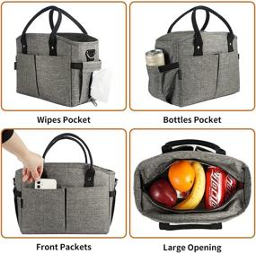 img 2 attached to 🥪 10L Reusable Insulated Lunch Bag Tote - Large Portable Cooler Box for Office Work School Picnic Beach - Adjustable Shoulder Strap Lunch Box Organizer for Women Men Adult Kids