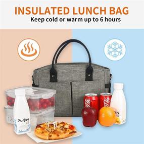 img 3 attached to 🥪 10L Reusable Insulated Lunch Bag Tote - Large Portable Cooler Box for Office Work School Picnic Beach - Adjustable Shoulder Strap Lunch Box Organizer for Women Men Adult Kids