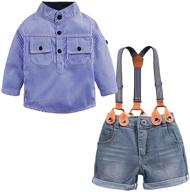 👕 3-piece boy's handsome outfit - plaid shirt, t-shirt, and suspender jean sets by mygbcpjs logo