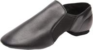 black slip-on dance jazz shoes for women men with leather upper логотип