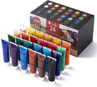 🎨 demengite acrylic paint set - 24 assorted colors for paper, canvas, wood & more - high-quality non fading pigments - perfect for beginners, kids & students - 1.2fl oz (36 ml) logo