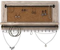 📿 barnyard designs jewelry organizer - wall mounted hanging display rack for earrings, necklaces, bracelets with ring shelf - rustic wood jewelry holder storage - small whitewashed wood - 15" x 8.25 logo