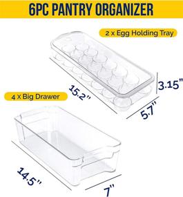 img 3 attached to 🍎 Utopia Home Refrigerator Organizer Bins - Complete Set of 6 Fridge Bins & 2 Egg Holders - Plastic Storage Containers Ideal for Pantry, Freezers, Countertops & Cabinets