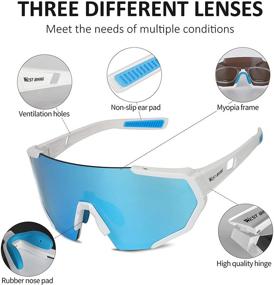 img 3 attached to 🕶️ Premium Polarized Sports Cycling Sunglasses for Ultimate UV Protection | Men and Women | UV 400 | 3 Interchangeable Lenses