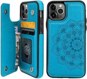 img 4 attached to 💼 Vaburs iPhone 11 Pro Case Wallet with Card Holder: Mandala Flower Pattern, Premium PU Leather, Flip Design - Blue