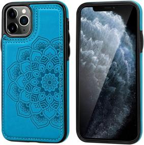 img 2 attached to 💼 Vaburs iPhone 11 Pro Case Wallet with Card Holder: Mandala Flower Pattern, Premium PU Leather, Flip Design - Blue