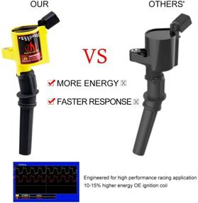 img 2 attached to 🔌 Жёлтый набор из 8 катушек зажигания DG508 с изогнутыми кожухами для Ford F150, E150, Explorer, Crown Victoria, Town Car, Grand Marquis - совместимость с двигателями 4.6L, 5.4L, 6.8L V8 V10