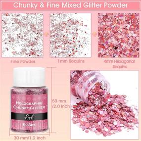 img 1 attached to ⭐️ Thrilez Chunky Glitter for Resin - 18 Color Holographic Chunky Glitter Sequins Craft Powder - Tumbler, Nail Art, Slime Decoration - 0.35oz/Pack