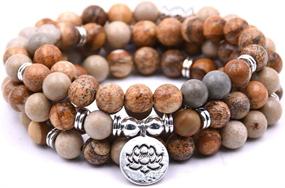 img 4 attached to Lotus Charm Yoga Mala Bracelet - 108 Natural Beads for Self-Discovery