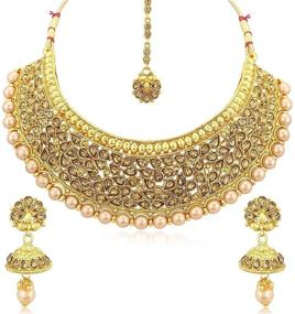 img 2 attached to Crunchy Fashion Bollywood Traditional Necklace Women's Jewelry and Jewelry Sets