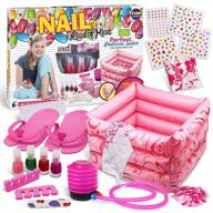 🎀 girls' foot spa kit, funkidz pedicure kit with large inflatable foot tub, inflator pump, peelable nail polish, sleepover spa party supplies logo