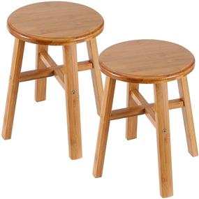 img 4 attached to 🪑 2-Pack 12.6 Inches Bamboo Step Stool Set - Multipurpose Bamboo Foot Stools for Garden, Living Room, Kitchen, Bathroom, Bedroom