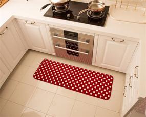 img 3 attached to 🔴 Aboo Memory Foam Kitchen Rugs - Red Non-Slip Mats with White Dots - 2-Piece Set (15.7"×23.6" + 15.7"×47.2" Red)