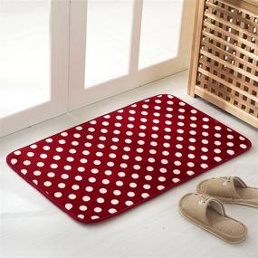 img 2 attached to 🔴 Aboo Memory Foam Kitchen Rugs - Red Non-Slip Mats with White Dots - 2-Piece Set (15.7"×23.6" + 15.7"×47.2" Red)