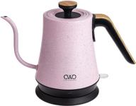 🔌 cook with color electric gooseneck water kettle: 1l 360° swivel base, 1000w quick boil - pink speckled stainless steel логотип