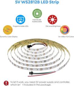 img 3 attached to 🌈 Aclorol WS2812B LED Strip Light: Individually Addressable Dream Color, Arduino/Raspberry Compatible, 16.4ft, 150 RGB SMD Pixels