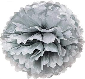 img 4 attached to 🎉 HMXPLS Set of 10 Silver Tissue Hanging Paper Pom-Poms - Flower Ball Wedding Party Outdoor Decoration Craft Kit with Premium Tissue Paper Pom Pom Flowers