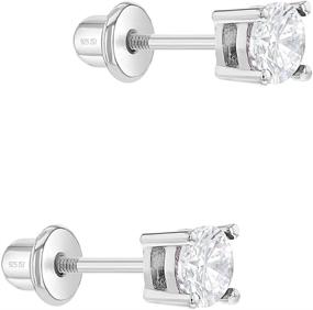 img 3 attached to 💎 Sterling Silver Round Clear Earrings - Girls' Jewelry