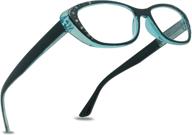 👓 stylish retro cateye reading glasses with rhinestones - dual candy tone colors, fashionable readers 1.25 to 3.00 magnification logo