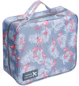 img 4 attached to 🦩 Hanging Flamingo Grey Toiletry Bag: Spacious Waterproof Organizer for Family Travel, Portable with 4 Compartments to Store Toiletries