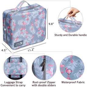 img 2 attached to 🦩 Hanging Flamingo Grey Toiletry Bag: Spacious Waterproof Organizer for Family Travel, Portable with 4 Compartments to Store Toiletries