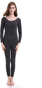 img 3 attached to 🔥 Ultimate Comfort and Warmth: Women's Long-Sleeve Scoop Neck Ultra-Thin Thermal Underwear Set - Top & Bottom