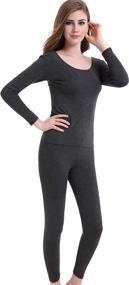 img 4 attached to 🔥 Ultimate Comfort and Warmth: Women's Long-Sleeve Scoop Neck Ultra-Thin Thermal Underwear Set - Top & Bottom