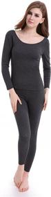 img 2 attached to 🔥 Ultimate Comfort and Warmth: Women's Long-Sleeve Scoop Neck Ultra-Thin Thermal Underwear Set - Top & Bottom