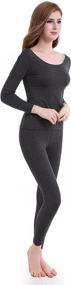 img 1 attached to 🔥 Ultimate Comfort and Warmth: Women's Long-Sleeve Scoop Neck Ultra-Thin Thermal Underwear Set - Top & Bottom