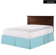 🛏️ premium egyptian cotton bed-skirt: queen size, light blue, 16" drop length - high-quality long staple cotton - pleated split cornor design (solid style) logo
