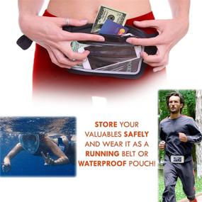 img 2 attached to 🏊 Waterproof Running Swimming Belt Fanny Pack with Touchscreen Cover - IPX8 Rated Dry Waist Bag Pouch for iPhone 7 8 X 11 12 13 Plus & Android Samsung – Perfect for OCR, Skiing, Beach, Pool, Kayaking, Rafting, and More!