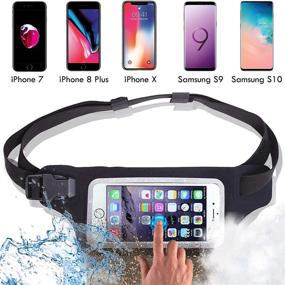 img 3 attached to 🏊 Waterproof Running Swimming Belt Fanny Pack with Touchscreen Cover - IPX8 Rated Dry Waist Bag Pouch for iPhone 7 8 X 11 12 13 Plus & Android Samsung – Perfect for OCR, Skiing, Beach, Pool, Kayaking, Rafting, and More!