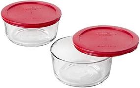 img 3 attached to 🍲 Pyrex Food Storage Containers - 4-Cup Round Dish with Red Plastic Lids (Pack of 2), 2-Pack