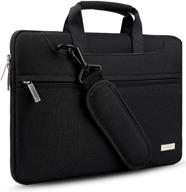 spill-resistant hseok laptop shoulder bag: 13-13.3 inch briefcase for macbooks, xps 13, surface book, with shoulder strap - black logo